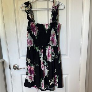 Floral Black and Pink Romper